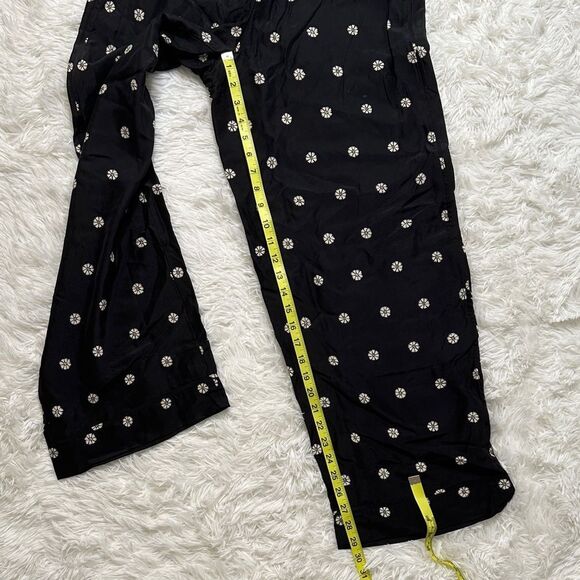 Madewell Black SilK Pants with White Floral Pattern Size Small - Picture 7 of 11
